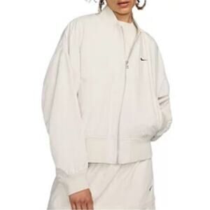 Nike Cream Bomber Jacket with Stand-Up Collar